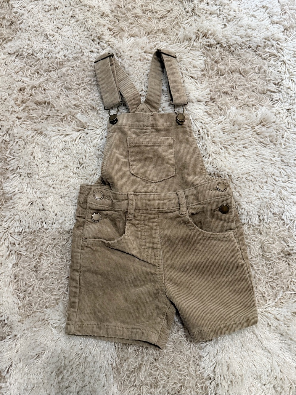Jamie Kay Corduroy Short Overalls in Tan
